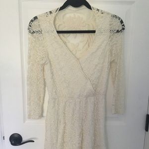 Charlotte Russe - Ivory Lace Fit and Flare Dress